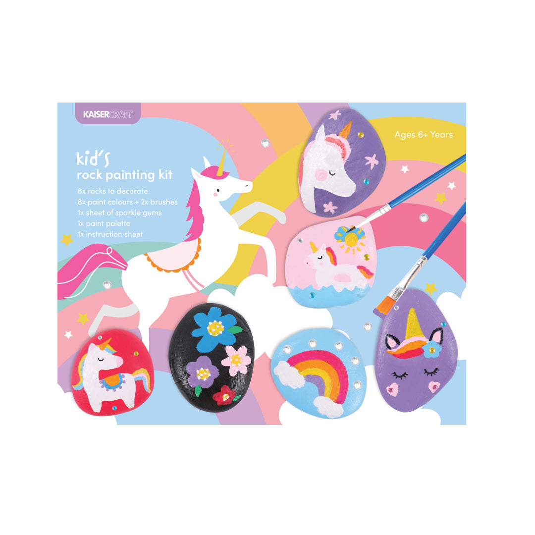 Kaiser Creative Club - Kids 6pk Rock Painting Kit - SUMMER UNICORN